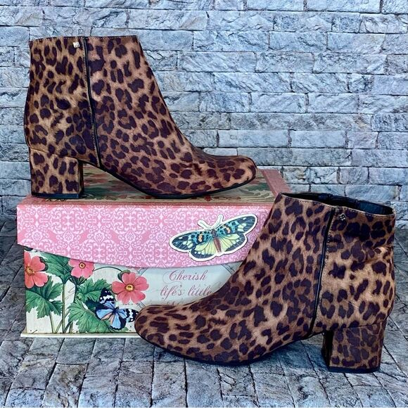 Sam and Libby Animal Print Booties Women's Size 9.5 Chunky Heel - Picture 3 of 7